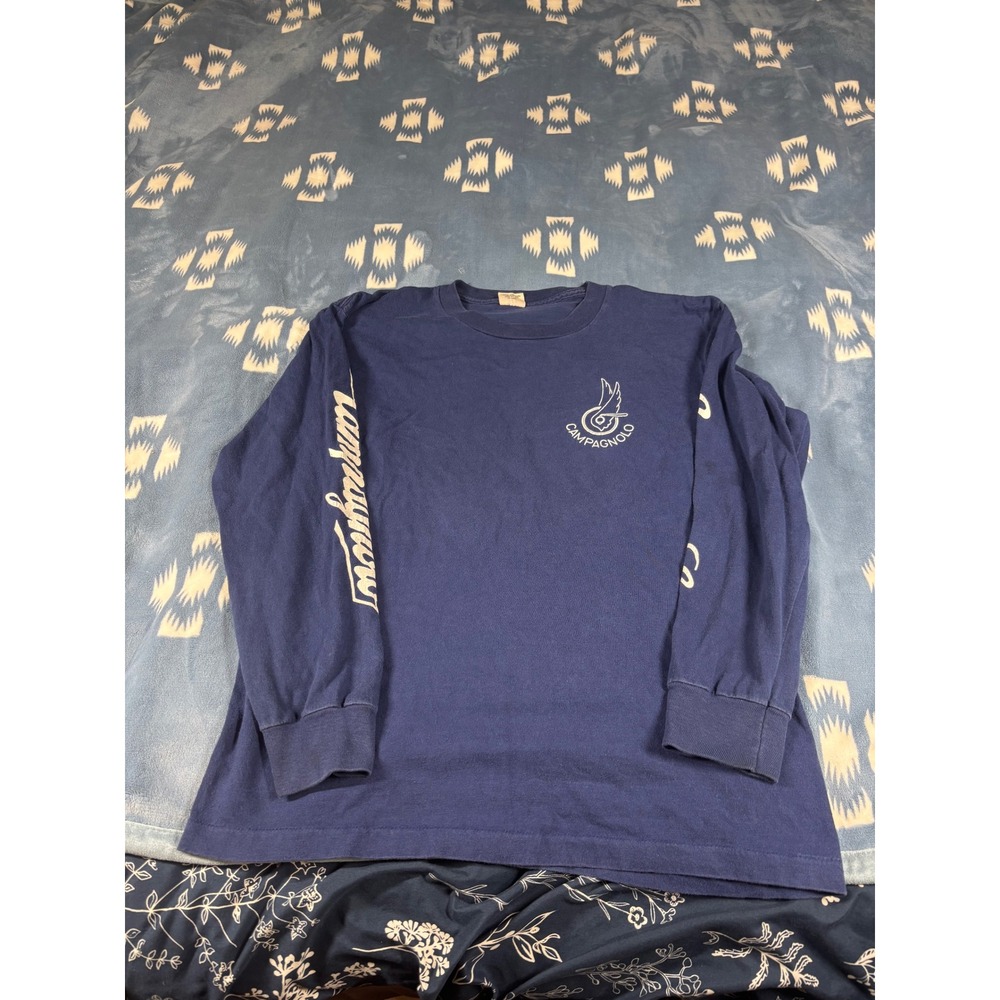 Vintage Campagnolo Long Sleeve Shirt Belton Tough Tee Navy Blue USA Made Medium